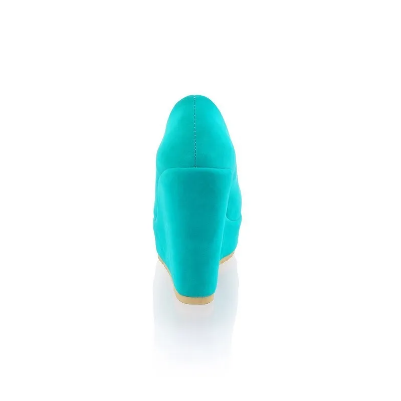 Blue Velvet VIGOR/свежая обувь на платформе; женские туфли-лодочки на танкетке 11 см; сезон осень; Женская Весенняя обувь; зимняя обувь; туфли-лодочки, увеличивающие рост; MY40 - Цвет: Blue Velvet