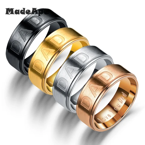 MadApe 316L нержавеющая сталь 8 мм ширина палец кольцо Love You DAD буквы кольца для женщин и мужчин модные ювелирные изделия