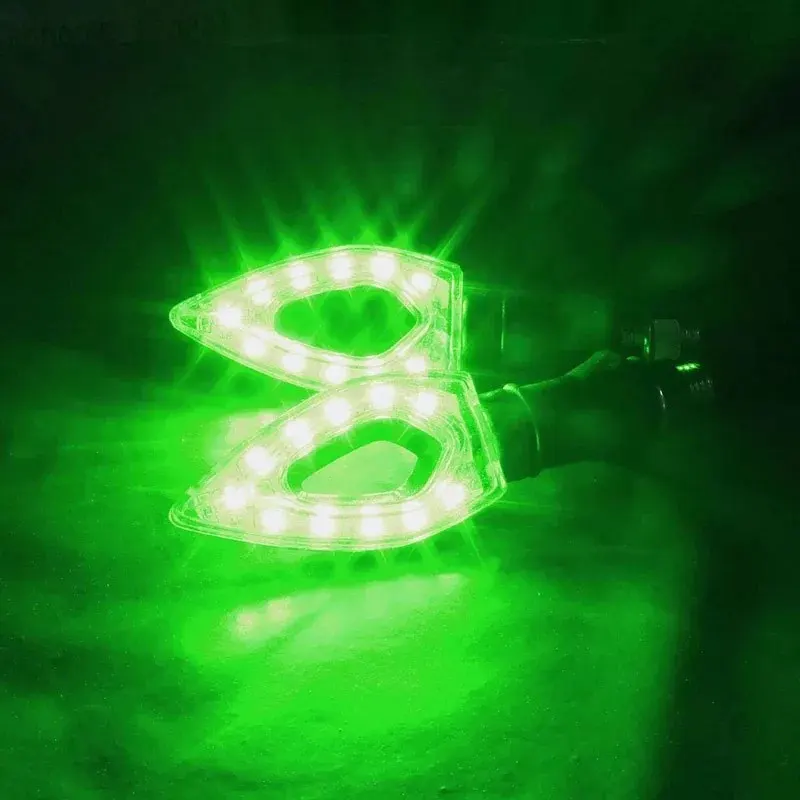 GREEN 2 шт., светодиодный светильник для мотоцикла с сигналом поворота, Янтарное лезвие, лампа, индикатор, мигалка, водонепроницаемый, универсальный, мигающий, для мотоцикла, для велосипеда, супер яркий - Цвет: GREEN