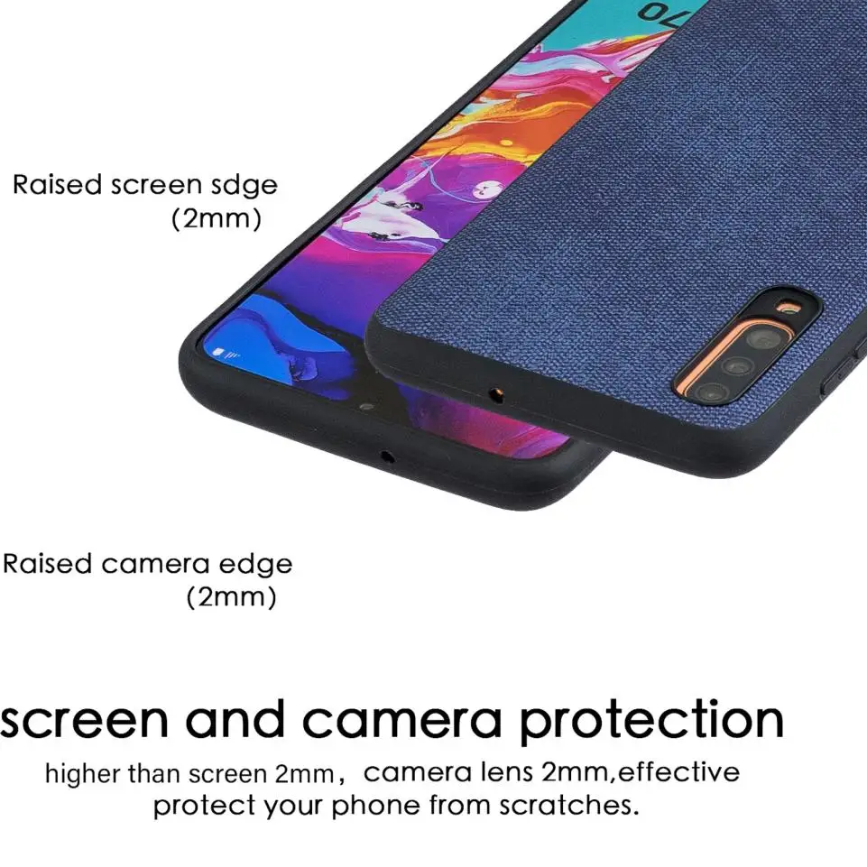 For Samsung Galaxy A70 A50 A30 A20 A10 Case Fashion Casual Denim Leather Rubber TPU Silicone Soft Mobile Phone Cover Shell |