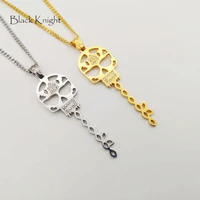 mens stainless steel rhinestones skull key pendant necklace cool hollow out gothetic skull key punk necklace jewelry