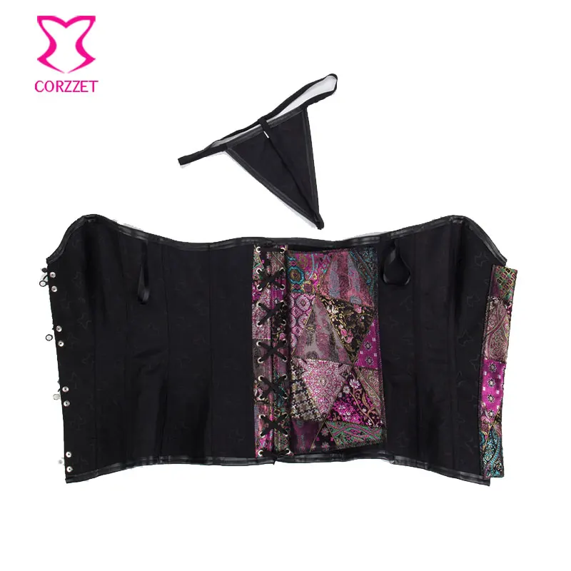 Женский корсет в стиле стимпанк готический большого размера плюс с фиолетовой