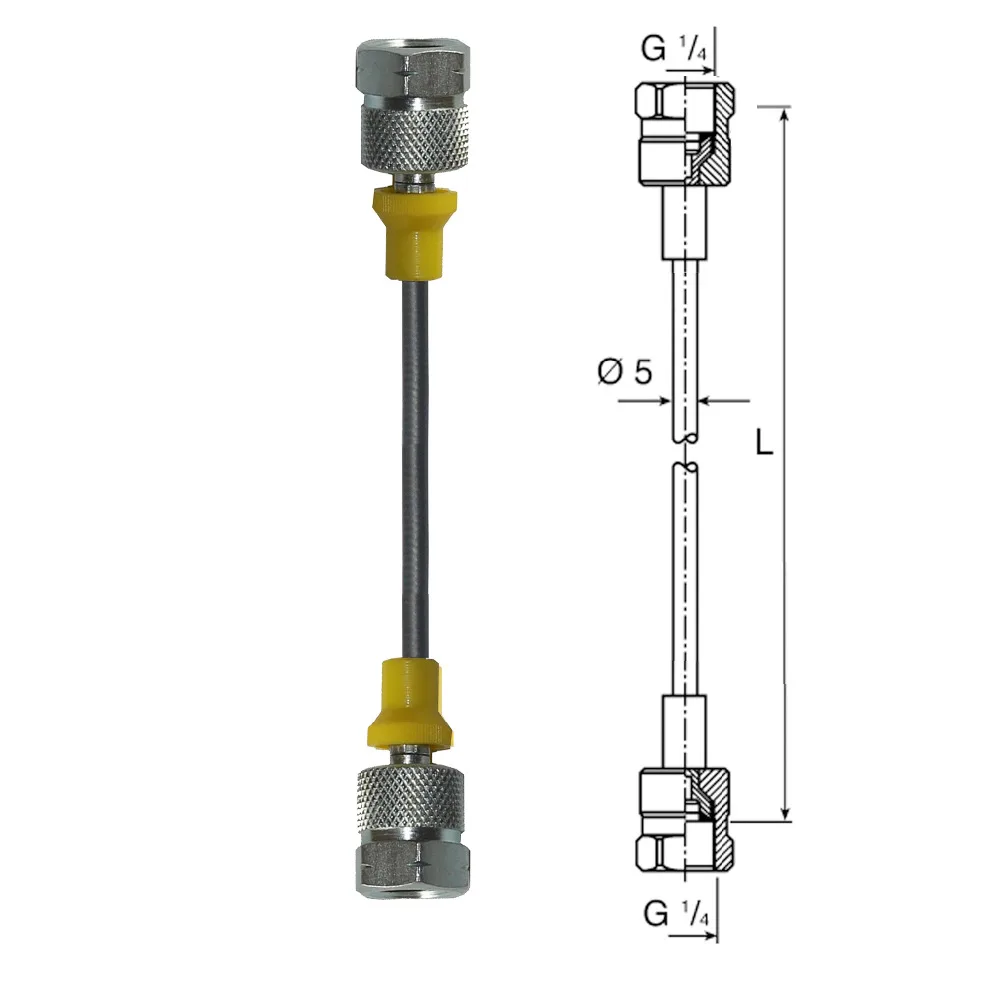 Гидравлический испытательный шланг 0 5 м до 6 BSP1/4-BSP1/4 60 МПа/9000psi | Инструменты