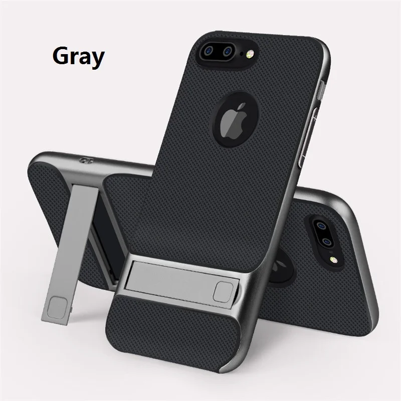 Gray МОДА ромбические текстуры кронштейн Поддержка чехол для телефона для iPhone 6 6s 7 8 Мягкие TPU чехол с откидной ножкой чехол для iPhone 8 плюс 6s плюс XS - Цвет: Gray