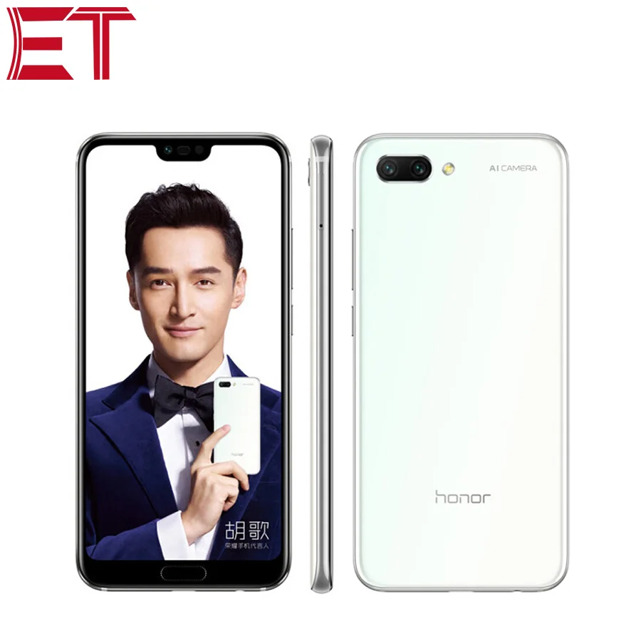 Мобильный телефон Honor 10, 4G LTE, 5,84 дюймов, 6 ГБ ОЗУ, 128 Гб ПЗУ, Восьмиядерный процессор Kirin 970, Android 8,0, Распознавание отпечатков пальцев