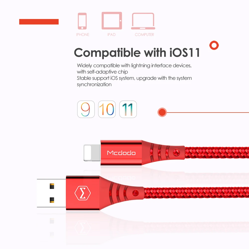 Mcdodo USB кабель для iPhone X 8 7 Plus Lightning-USB 2.4A быстрой зарядки данных 6 5s SE iPad IOS кабели |