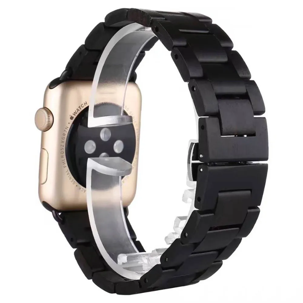 Высококачественный деревянный ремешок для часов для Apple Watch 38 мм 42 мм, браслет для умных часов, деревянный ремешок для часов Apple Watch Series 4 3 2 1