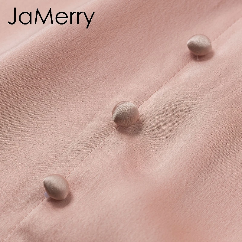 JaMerry, винтажное, сексуальное, атласное, женское, миди платье, с длинным рукавом, на пуговицах, высокая талия, для девушек, для вечеринки, платье, элегантное, одноцветное, розовое, зеленое, vestidos