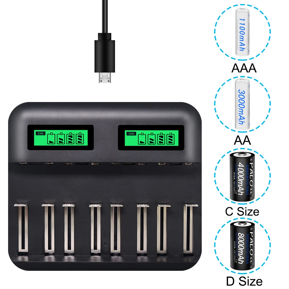 

LCD Battery Charger Charging 1.2V AA AAA NiMH Battery for C size D size rechargeable battery