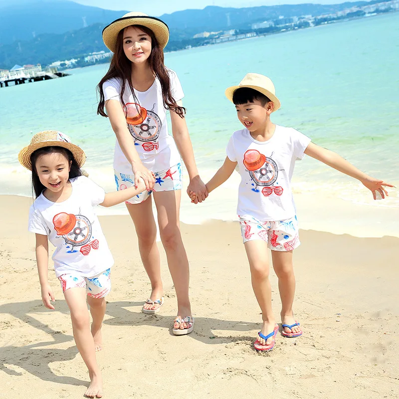 2017 новые летние одинаковые комплекты для семьи Семейный комплект одежды всей