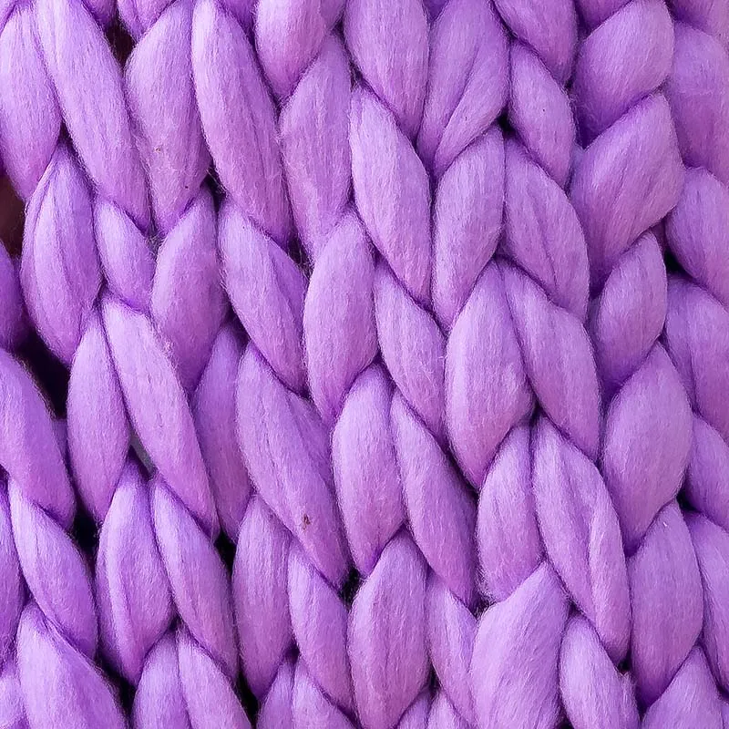 Purple IdYllife ручной вязки одеяло одноцветное цвет зимние теплые Коренастый Толстый вязаный меринос украшения дома полиэфирный чехол для дивана отель - Цвет: Purple