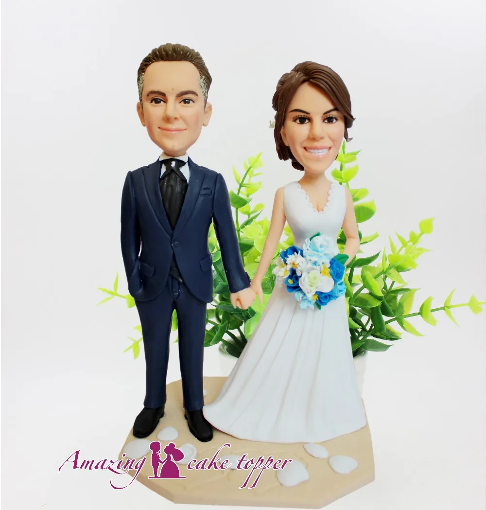

2019 AMAZING CAKE TOPPER Toys Blue bouquet Wedding dress Birthday Bird And Groom Gifts Ideas Customized Figurine Valentine's Day