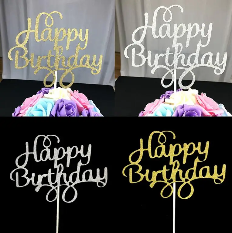 1 шт торт Топпер флаг сверкающие флаги с надписью Happy Birthday картон один свадебный