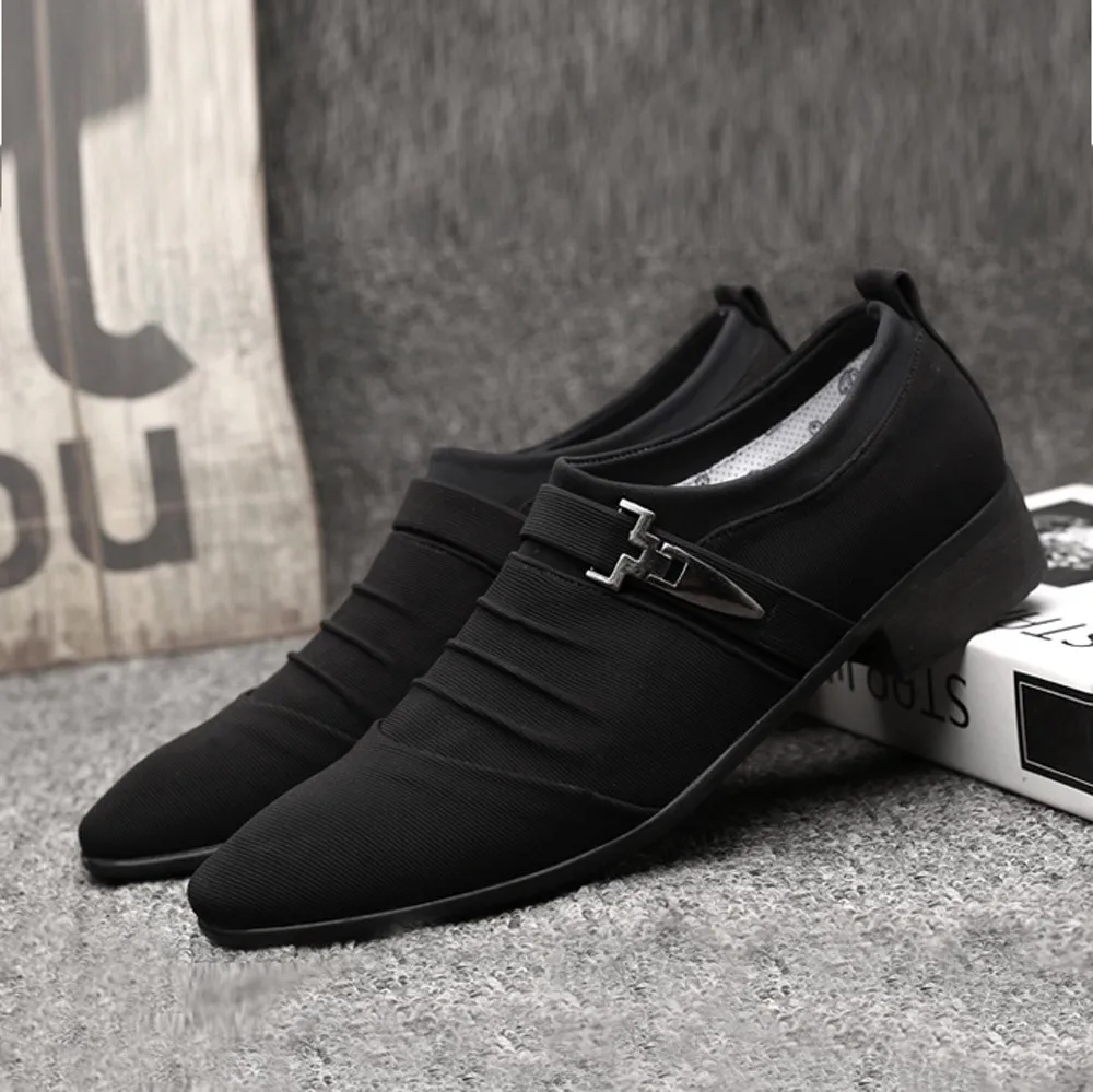 zapatos hombre vestir Men wedding canvas Shoes Breathable formal Leather 2019 Casual Mens Flats Loafers | Обувь