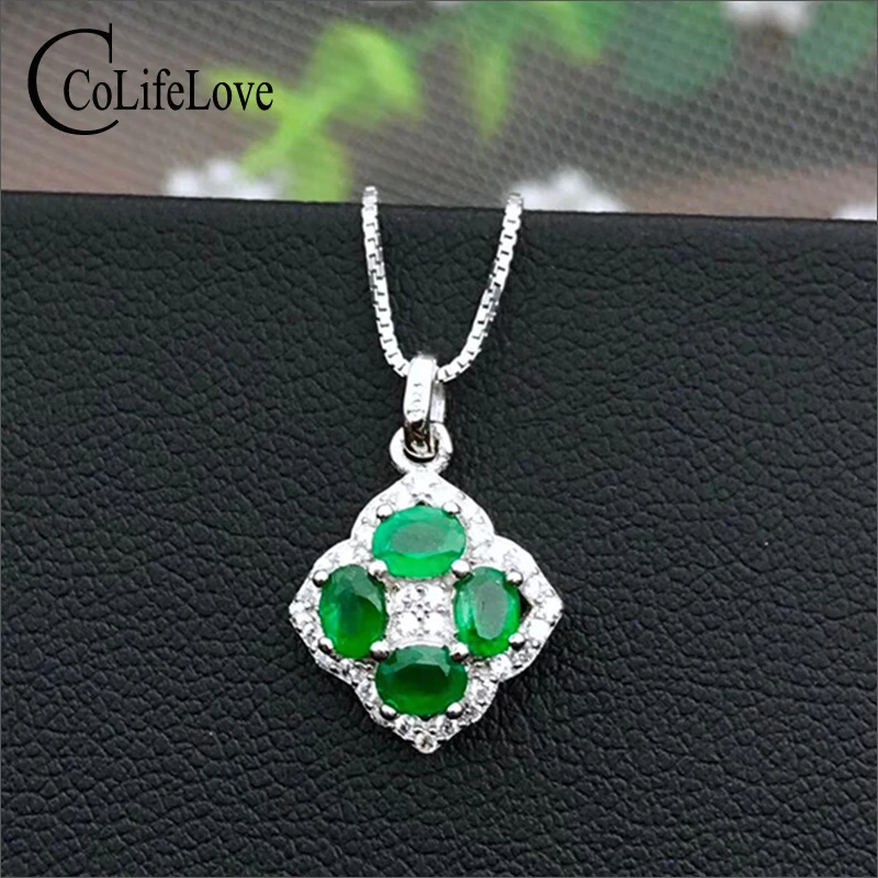 

Кулон с изумрудом, из серебра 925 пробы, 4 шт.