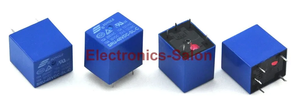 

( 100 pcs/lot ) 48V DC Coil SPDT Power Relay, 10 Amps. SRU-48VDC-SL-C