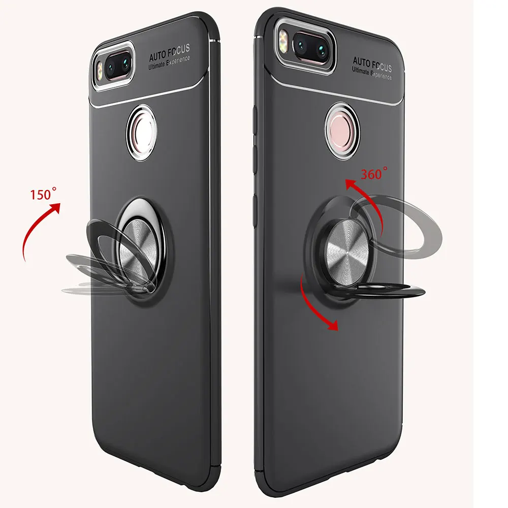 IDOOLS Case for Xiaomi mi A1 5X 5 X Silicon Metallic Finger Ring Holder Magnetic Suction Bracket Cases Phone Bags |