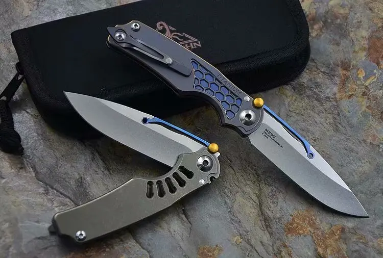 Складной нож Kevin John Ti Lock M390 с титановой ручкой Керамический шарикоподшипник
