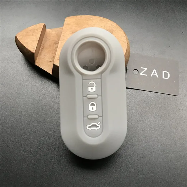 ZAD силиконовый чехол для ключей, чехол для fiat 500, 3 кнопки, дистанционный ключ заготовка, брелок, автозапчасти, автомобильные аксессуары, Красочные - Название цвета: Серый