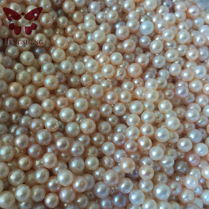 

Wholesale High Luster 6-7mm Near Round Natural Freshwater Beads, White Pink Purple Mix Color AAA Grade Nice Pearls