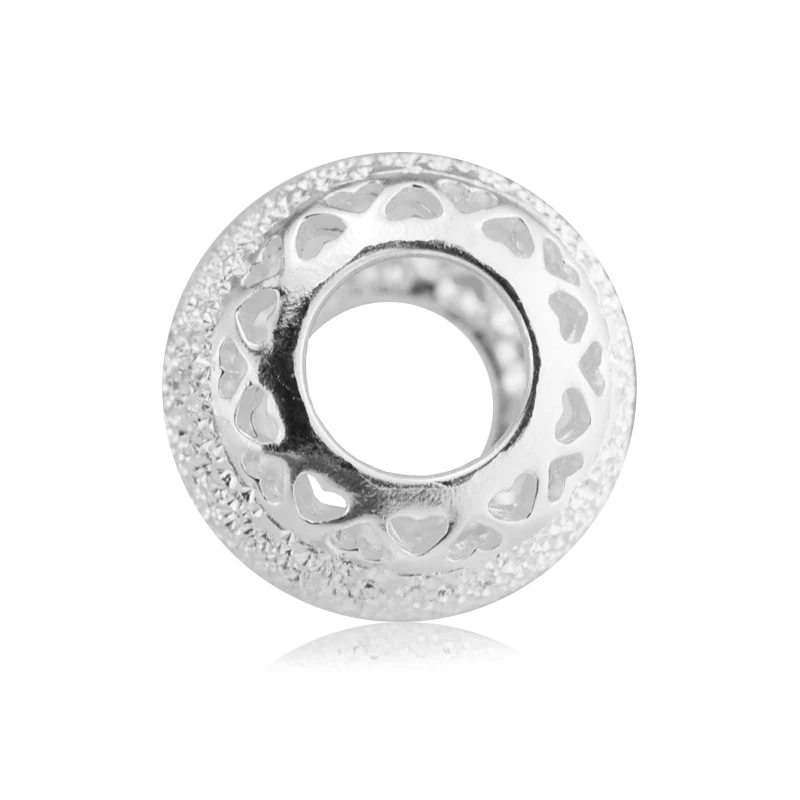 Подходит для браслетов Pandora сверкающие сердечки серебряные бусины 100% 925 пробы