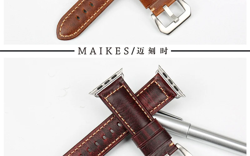 MAIKES, винтажный кожаный ремешок для Apple Watch, ремешок 44 мм, 40 мм, серия 4, 3, 2, 1, ремешок iWatch, ремешок для Apple Watch, 42 мм, 38 мм