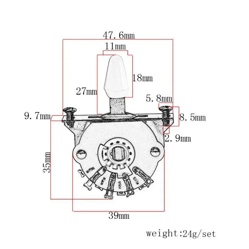 

5 way Guitar Pickup Switch with Screws Pickup Selector Parts Accessories