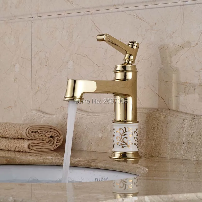 Бесплатная доставка акция золотистый смеситель для ванной комнаты латунный кран