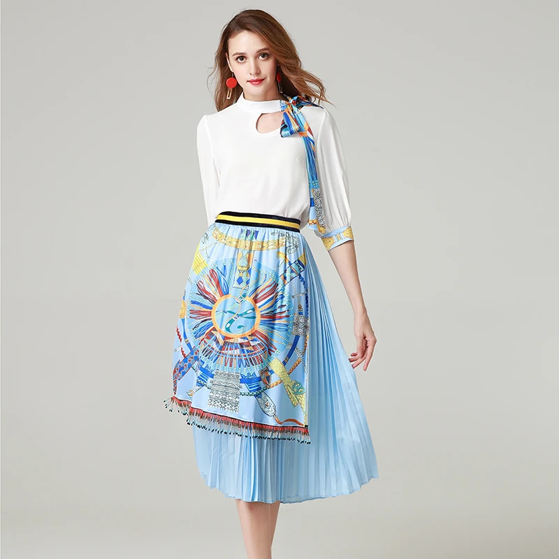 Женский комплект из 2 предметов блузка с коротким рукавом и бантом +