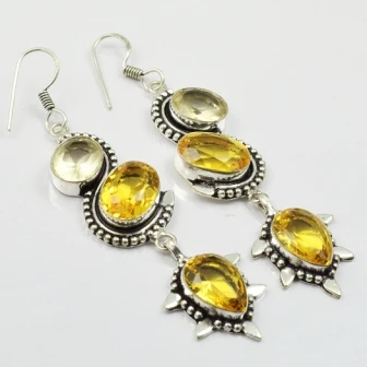 

Citrines , Silver Overlay on Copper Earrings, , 75mm , E2299
