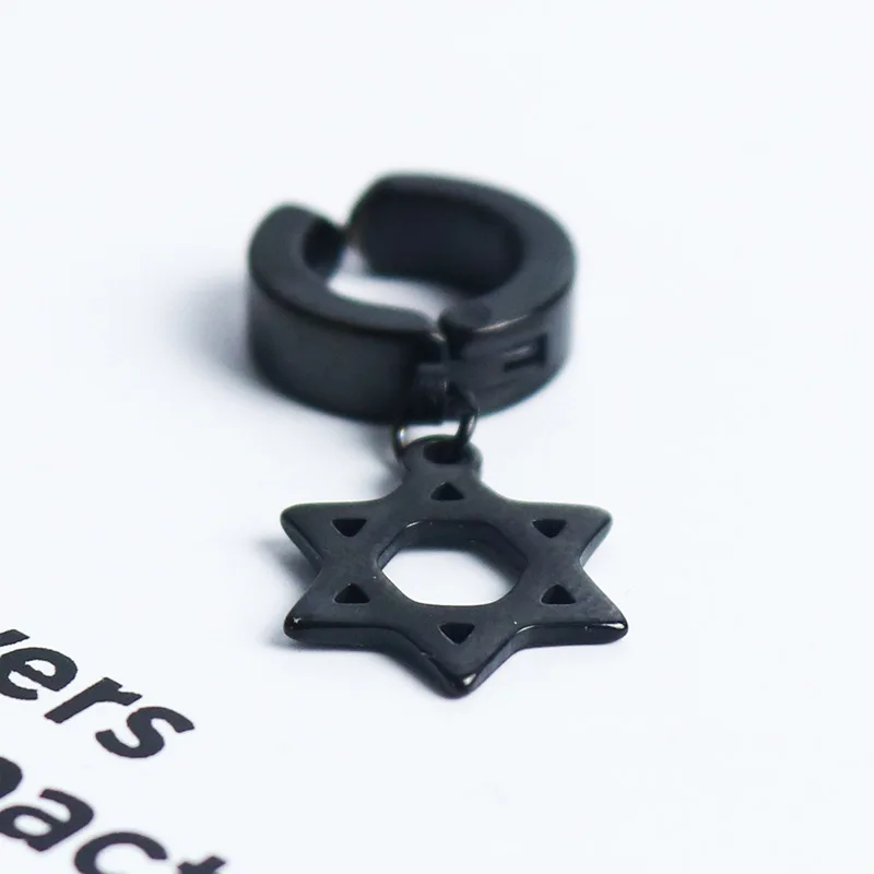 Новый дизайн полые шестигранные клипсы для ушей женщин и мужчин из нержавеющей