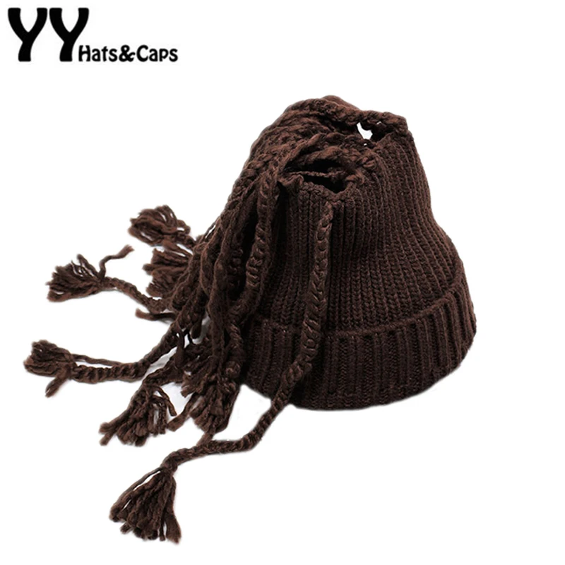 Новые Вязаные Skullies и шапочки с длинная коса Для мужчин женщин Зима