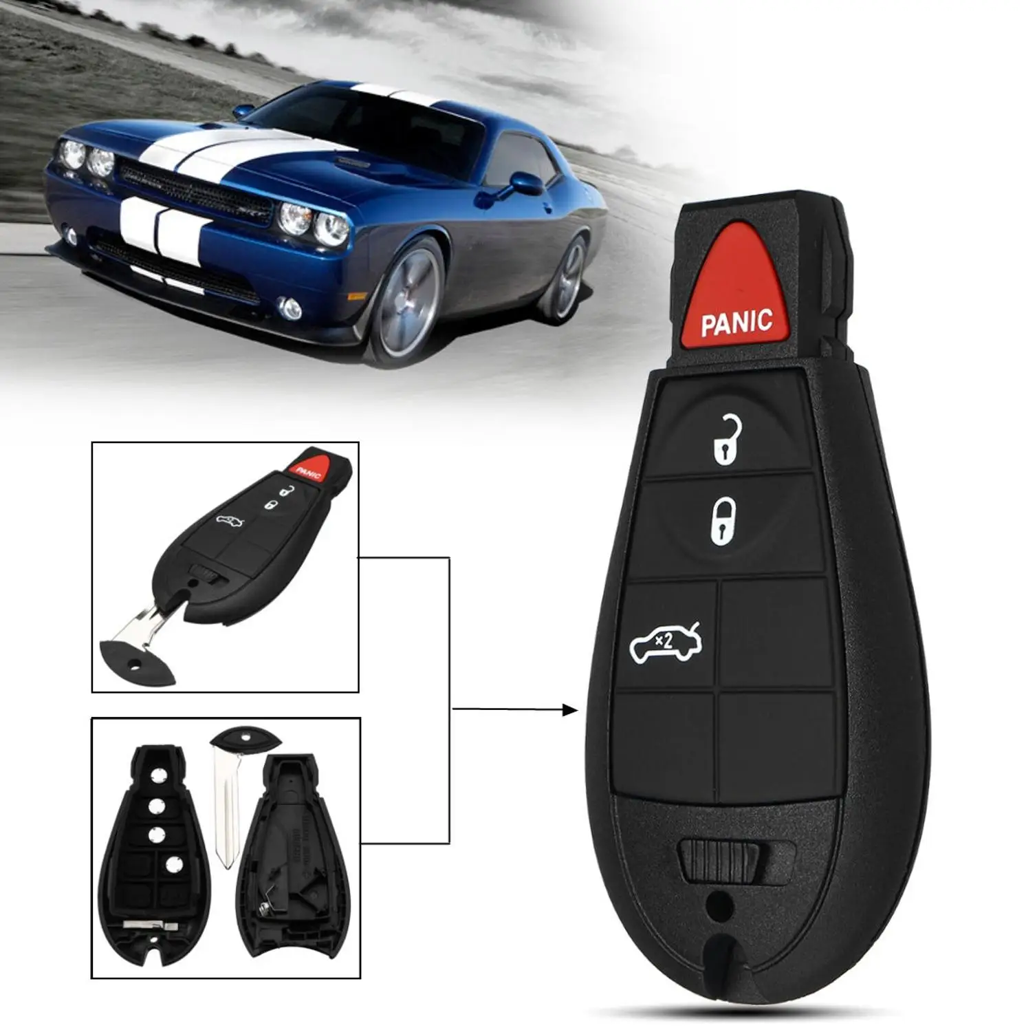 1Pc 4Button Кнопки дистанционного ключа брелок чехол для Chrysler 433,8 МГц Автомобильный брелок передатчик для Jeep Grand Cherokee 2008 - Цвет: 1Pc 4Button