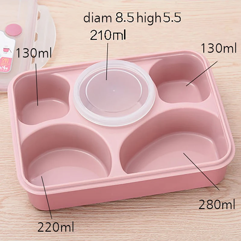 Пластик Питание суп коробки для обедов Microwaveable школьников Bento box с ложкой еда