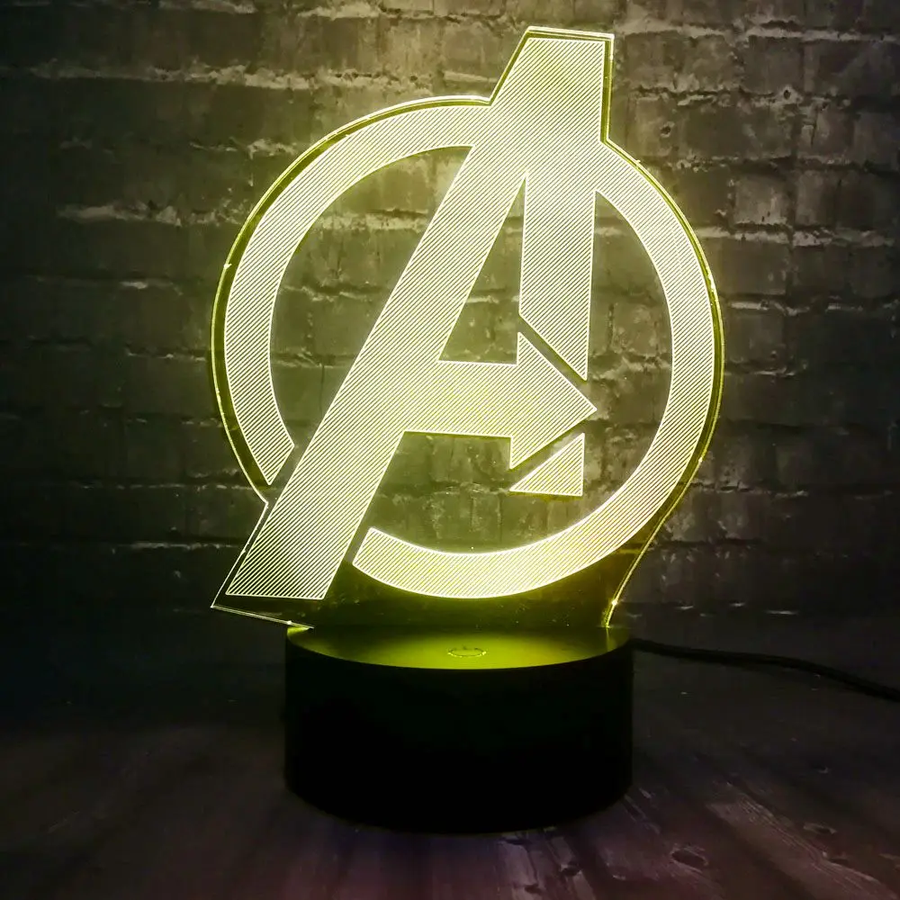 Креативный Marvel 7 видов цветов USB Батарея заряд энергии супер герой реквизит Капитан Америка щит светодиодный декор комнаты Настроение Ночной светильник детский подарок