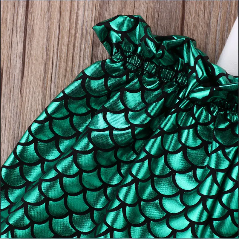 Одежда для новорожденных девочек Футболка с принтом Русалочки Топы + штаны