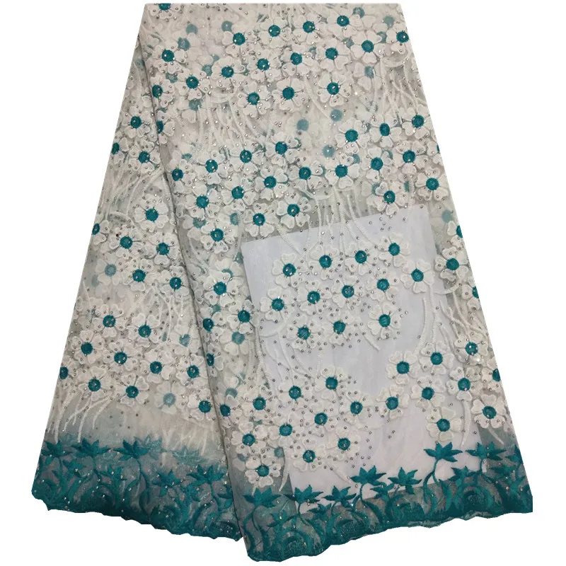 

New African Guipure Lace Fabric 5 Yards High Quality Cord Lace Water Soluble Nigerian Lace Fabric With Stones For Party F1313