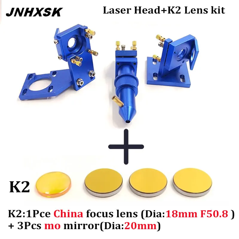Blue laser set K2 Co2 лазерный комплект, набор лазерных головок, 1 шт., Монтажный держатель, Фокусировочный объектив, 3 шт., Si/Mo, отражающие зеркала для гравера, режущая машина, часть - Цвет: Blue laser set K2