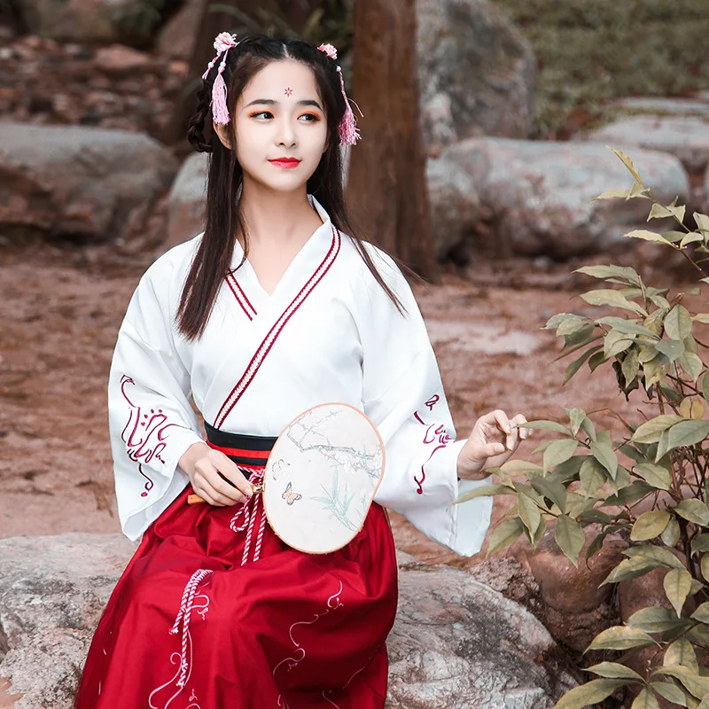 Китайский стиль весна осень Повседневный Hanfu для взрослых женщин студентов