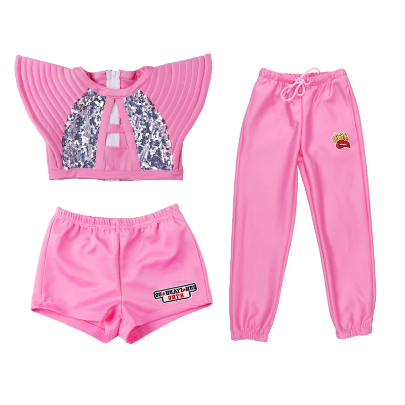

Girls New Jazz Dance Costumes Children'S Hip Hop Street Show Dancing Performance Costumes Set For Kids Tops Pants/Shorts DL3368