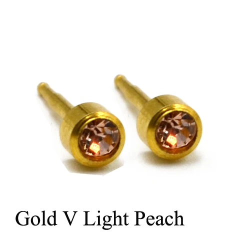Gold V Light Peach Пара 16 г 24 К Золотое покрытие и серебро смешивать свой камень цирконий драгоценный камень уха шпилька спираль трагус серьги, Надеваемые На ушной хрящ прибор для пирсинга ювелирные изделия для тела - Окраска металла: Gold V Light Peach