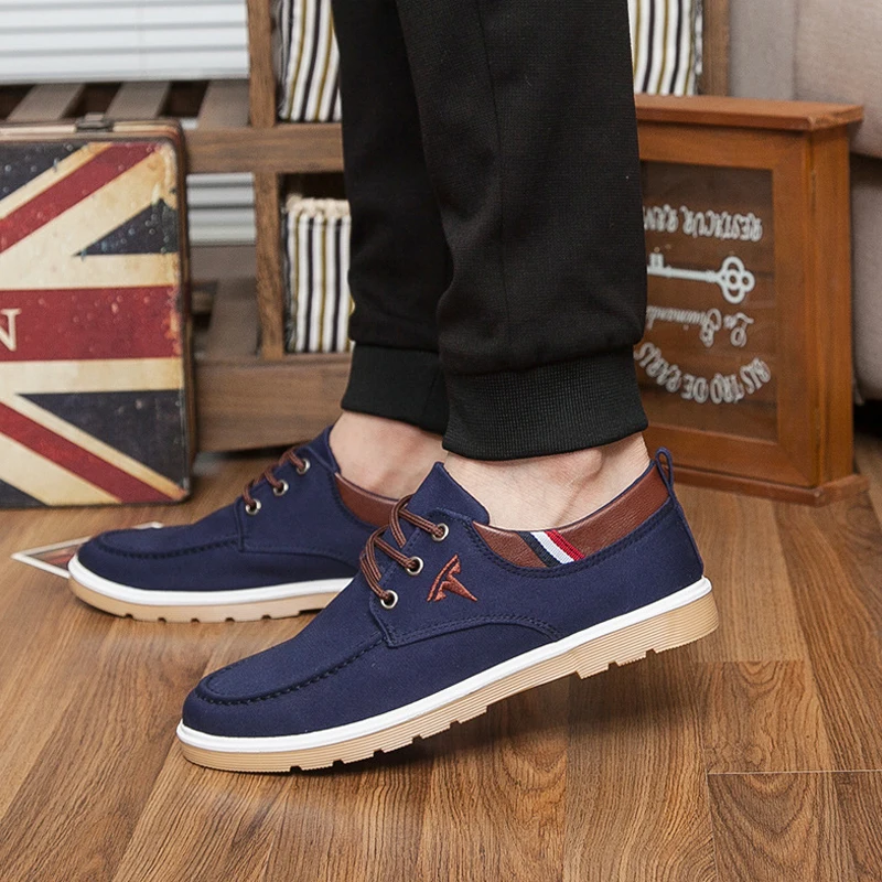Мужские парусиновые туфли на шнуровке повседневные кроссовки с вышивкой