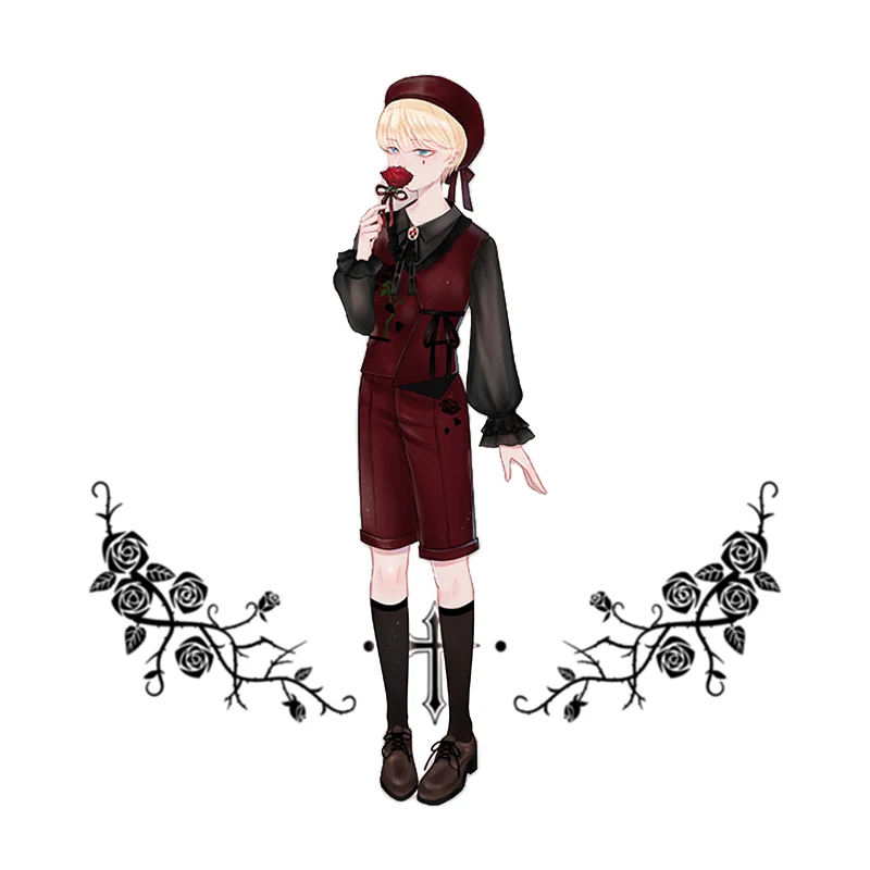 RB Vest pants Комплект с платьем в стиле Лолиты с розами, вышитый черный, красный жилет и брюки, костюм, шифоновая рубашка с длинным рукавом, комплекты платьев в стиле Лолиты для мальчиков - Цвет: RB Vest pants