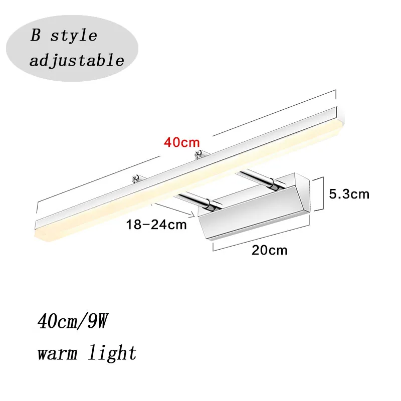 B40CM warmlight Светодиодный настенный светильник, современный туалетный светильник, зеркальный светильник, лампа для спальни, акриловый светодиодный зеркальный светильник для ванной комнаты, настенный светильник - Цвет абажура: B40CM warmlight