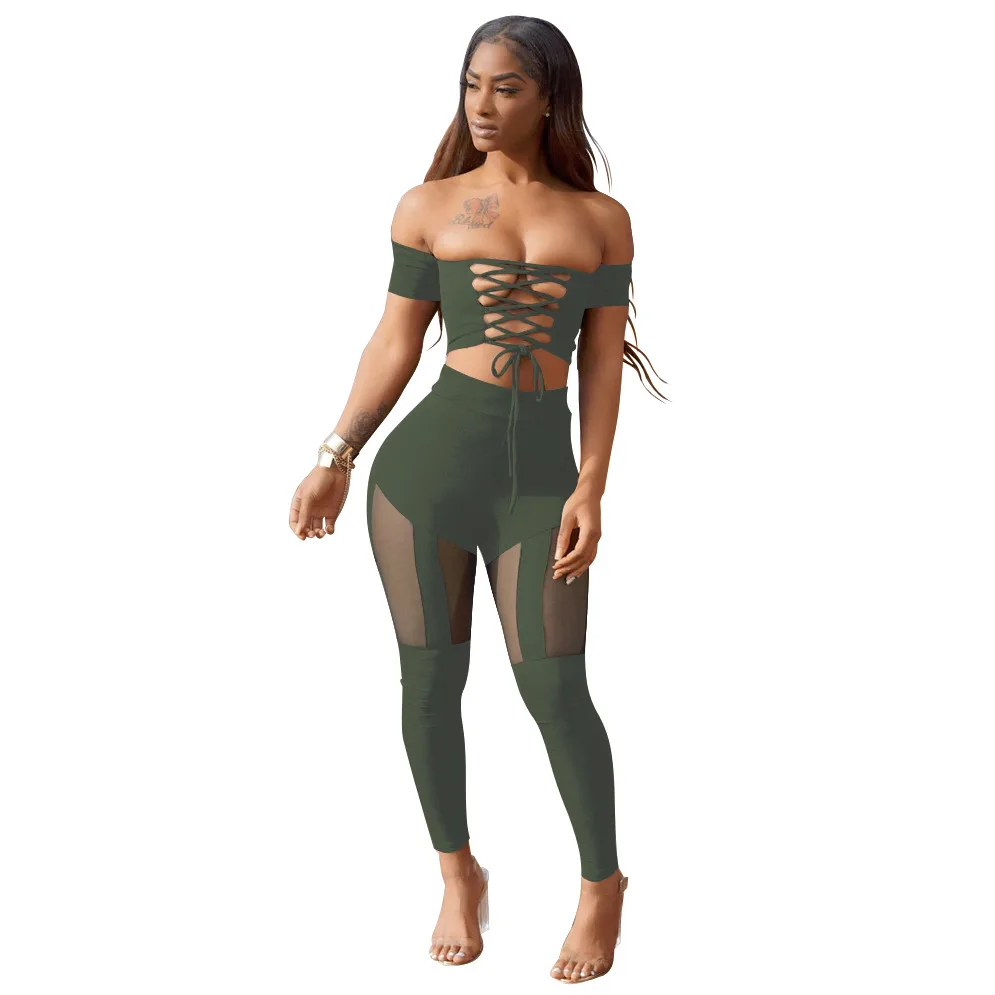 Хит Женский Сексуальный Топ без бретелек с длинными брюками женские Клубные