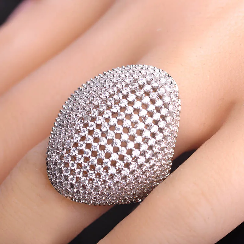 Blucome Преувеличены Круглый Циркон Кольца Для Женщин Мужчина Готический Золото