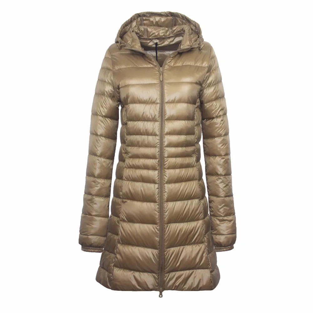 S~ 6XL, новинка, осенне-зимняя женская куртка на утином пуху, тонкая парка, Дамское пальто, длинное пальто с капюшоном размера плюс, ультра светильник, верхняя одежда