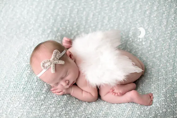 

2pcs/set Baby Newborn Feather Angel Wing Photography Prop with Matching Bow Headband Angel Baby Wing and Crystal Bow Headband