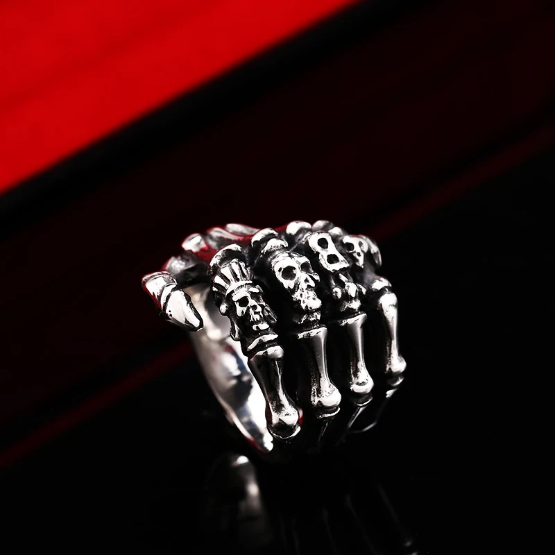 Ска кольцо хип хоп Anillos мужские кольца для мужчин кости руки титановая сталь рок