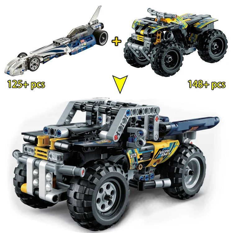 Обновленная Совместимость Legoed Technic Trucks Pull Back Racer Car Moto Набор строительных блоков F1